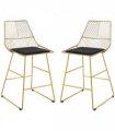 Modern Counter Height Bar Stools Set of 2 pcs Wire Metal Barstools for Kitchen