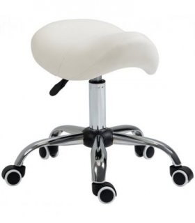 Saddle Stool Hydraulic Rolling Faux Leather Height Adjust Mobility Chair Cream