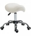 Saddle Stool Hydraulic Rolling Faux Leather Height Adjust Mobility Chair Cream