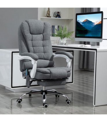Vintage High Back Heated Massage Office Chair w/ 6 Vibration Points, Grey
