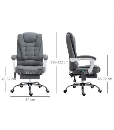 Vintage High Back Heated Massage Office Chair w/ 6 Vibration Points, Grey