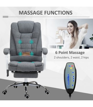 Vintage High Back Heated Massage Office Chair w/ 6 Vibration Points, Grey