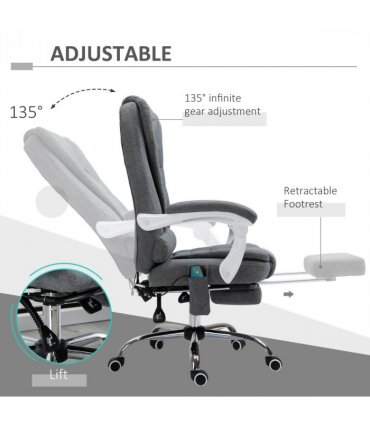 Vintage High Back Heated Massage Office Chair w/ 6 Vibration Points, Grey