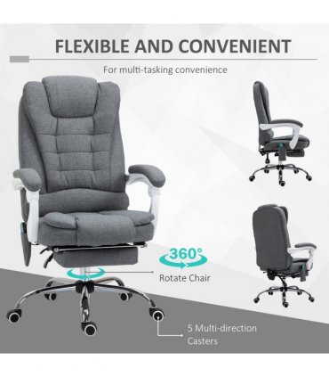 Vintage High Back Heated Massage Office Chair w/ 6 Vibration Points, Grey