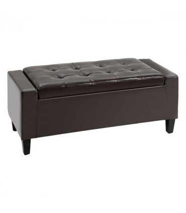 Deluxe PU Leather Storage Ottoman Bench Footrest Stool Large Storage Space