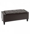 Deluxe PU Leather Storage Ottoman Bench Footrest Stool Large Storage Space