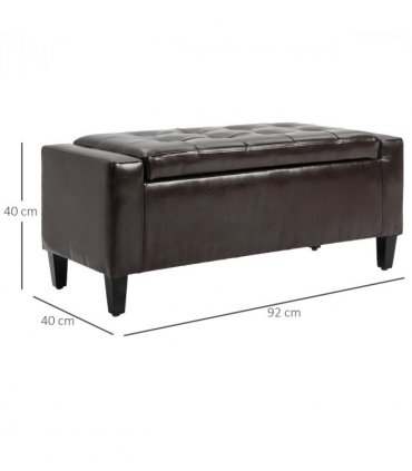 Deluxe PU Leather Storage Ottoman Bench Footrest Stool Large Storage Space