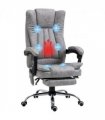 6-Point Vibrating Massage Office Chair w/ Microfibre Upholstery Arms Grey