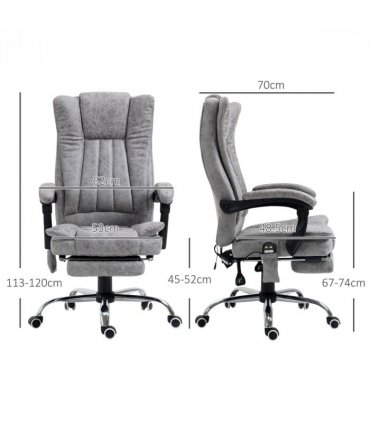 6-Point Vibrating Massage Office Chair w/ Microfibre Upholstery Arms Grey