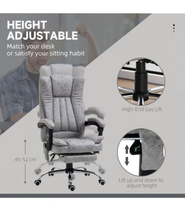 6-Point Vibrating Massage Office Chair w/ Microfibre Upholstery Arms Grey