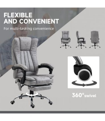 6-Point Vibrating Massage Office Chair w/ Microfibre Upholstery Arms Grey