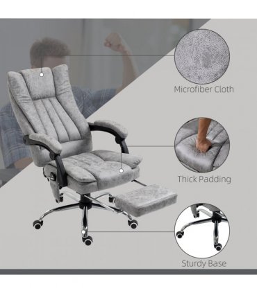 6-Point Vibrating Massage Office Chair w/ Microfibre Upholstery Arms Grey