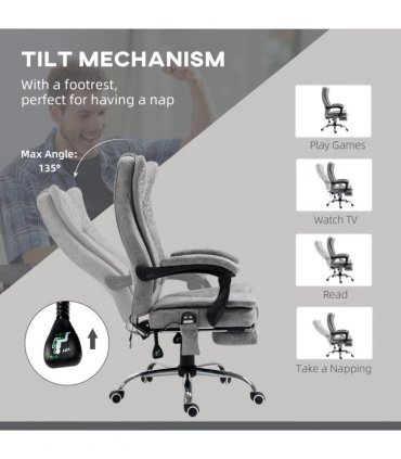 6-Point Vibrating Massage Office Chair w/ Microfibre Upholstery Arms Grey