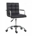 Desk Chair Mid Back PU Leather Swivel Arm Wheel Black 84-99cm Adjustable Height