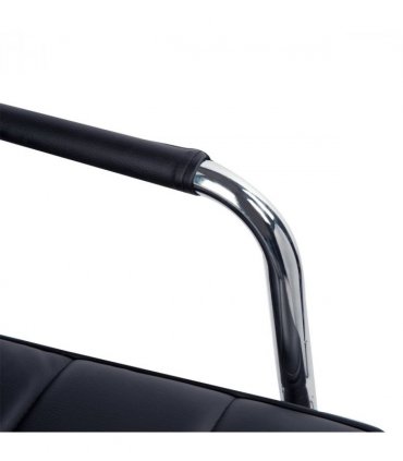 Desk Chair Mid Back PU Leather Swivel Arm Wheel Black 84-99cm Adjustable Height