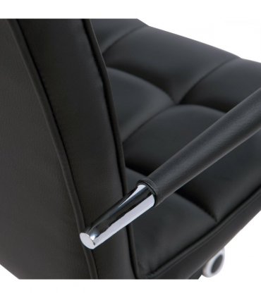 Desk Chair Mid Back PU Leather Swivel Arm Wheel Black 84-99cm Adjustable Height