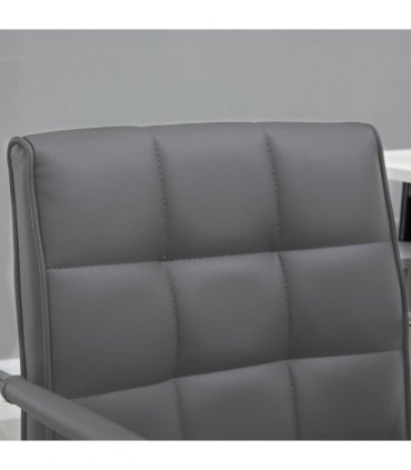 Mid Back PU Leather Home Office Chair Swivel Desk Chair with Arm, Wheel, Grey