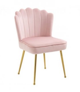 Accent Chair Velvet Pink Luxe Shell Design Metal Legs 57cmx58cmx88cm Home