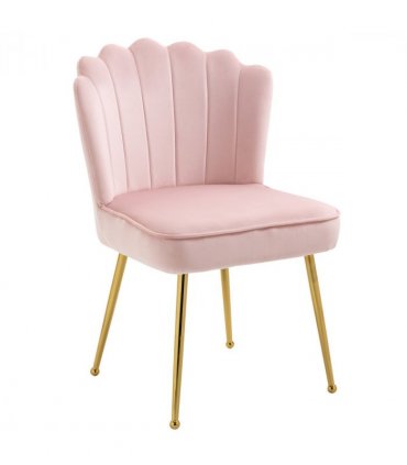 Accent Chair Velvet Pink Luxe Shell Design Metal Legs 57cmx58cmx88cm Home