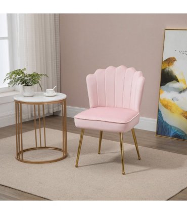 Accent Chair Velvet Pink Luxe Shell Design Metal Legs 57cmx58cmx88cm Home