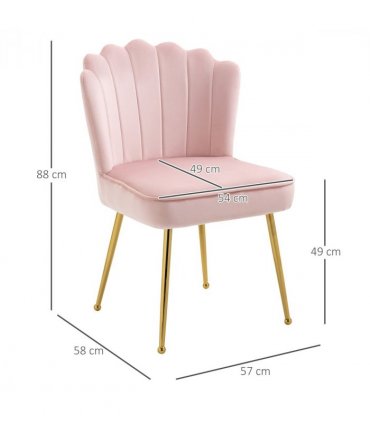 Accent Chair Velvet Pink Luxe Shell Design Metal Legs 57cmx58cmx88cm Home