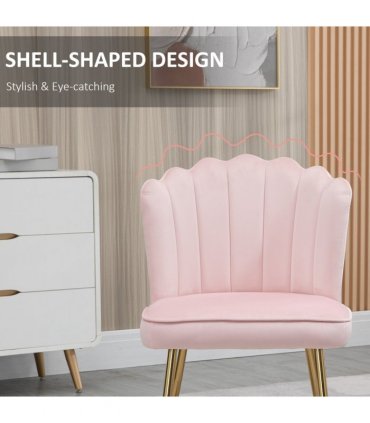 Accent Chair Velvet Pink Luxe Shell Design Metal Legs 57cmx58cmx88cm Home