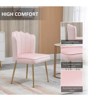 Accent Chair Velvet Pink Luxe Shell Design Metal Legs 57cmx58cmx88cm Home
