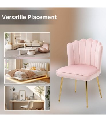 Accent Chair Velvet Pink Luxe Shell Design Metal Legs 57cmx58cmx88cm Home