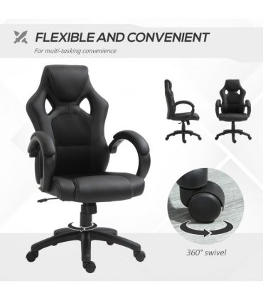 Gaming Chair PU Leather Black 71cm x 61cm x 118cm Executive Racing Swivel