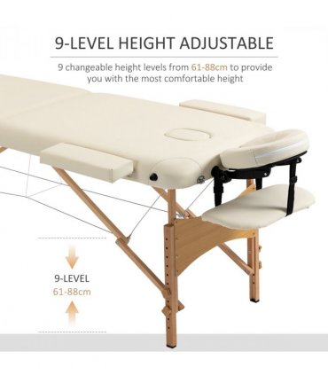 Portable Massage Bed Folding Spa Beauty Massage Table with 2 Sections Cream