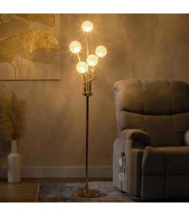 Crystal Floor Lamp Gold 156H  Crystal 5 Light Upright Standing Lamp