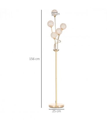 Crystal Floor Lamp Gold 156H  Crystal 5 Light Upright Standing Lamp