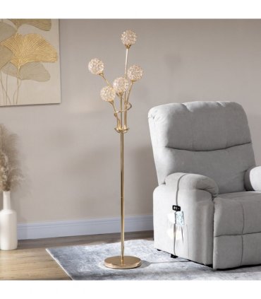 Crystal Floor Lamp Gold 156H  Crystal 5 Light Upright Standing Lamp