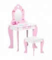 ZONEKIZ Kids Vanity Set w/ Mirror, Drawer, Cute Patterns, for Girls - Pink