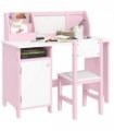 HOMCOM 2 PCs Childrens Table and Chair Set w/ Whiteboard Storage - Pink