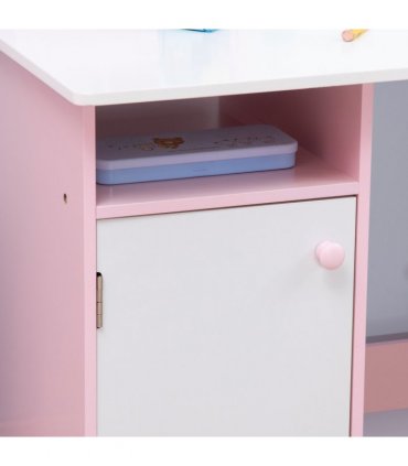 HOMCOM 2 PCs Childrens Table and Chair Set w/ Whiteboard Storage - Pink