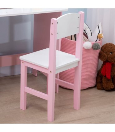 HOMCOM 2 PCs Childrens Table and Chair Set w/ Whiteboard Storage - Pink