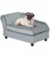 PawHut Pet Sofa Dog Chair Cat Couch w/ Storage, Cushion - Light Blue