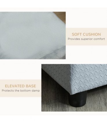PawHut Pet Sofa Dog Chair Cat Couch w/ Storage, Cushion - Light Blue