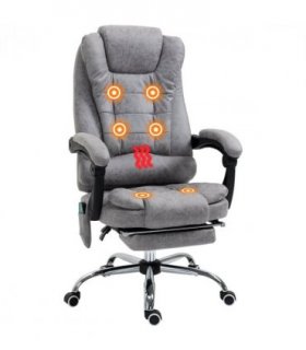 Vintage High Back Heated Massage Office Chair w/ 6 Vibration Points, Grey