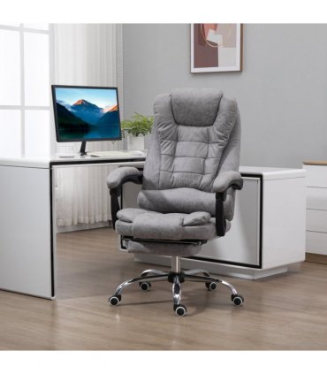 Vintage High Back Heated Massage Office Chair w/ 6 Vibration Points, Grey