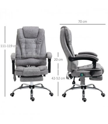 Vintage High Back Heated Massage Office Chair w/ 6 Vibration Points, Grey