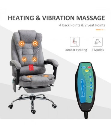 Vintage High Back Heated Massage Office Chair w/ 6 Vibration Points, Grey