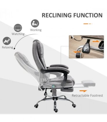 Vintage High Back Heated Massage Office Chair w/ 6 Vibration Points, Grey