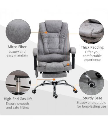 Vintage High Back Heated Massage Office Chair w/ 6 Vibration Points, Grey