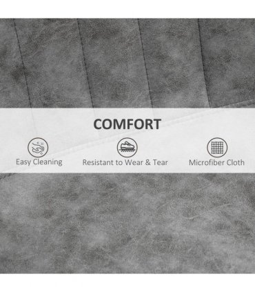 Set Of 2 Microfibre Retro Tub Bar Stools w/ Metal Frame Footrest Home Seat Grey