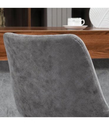 Set Of 2 Microfibre Retro Tub Bar Stools w/ Metal Frame Footrest Home Seat Grey