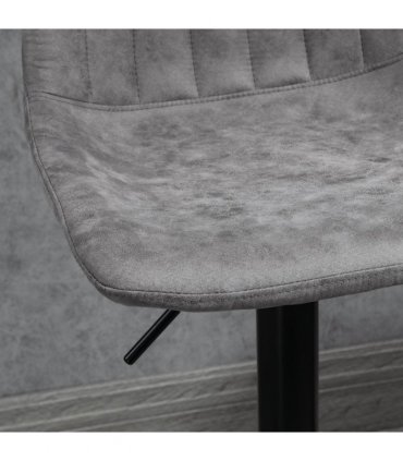 Set Of 2 Microfibre Retro Tub Bar Stools w/ Metal Frame Footrest Home Seat Grey