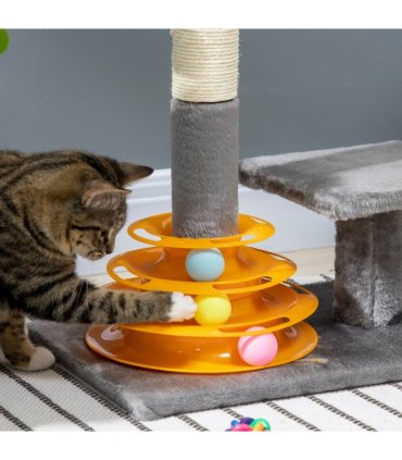 PawHut 56cm Cat Tree for Indoor Cats, Scratching Post w/ Cat Toys - Grey