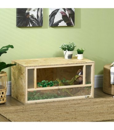 PawHut 80cm Reptile Terrarium Vivarium w/ Glass Sliding Doors, Breathable Mesh